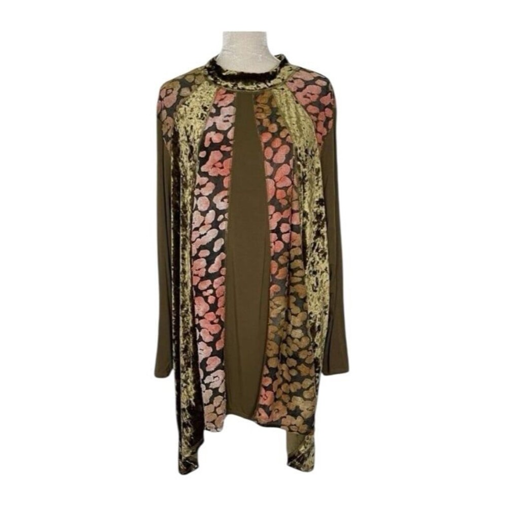 LOGO by Lori Goldstein Boho Art to Wear Velvet Top Vintage Inspired Women’s L